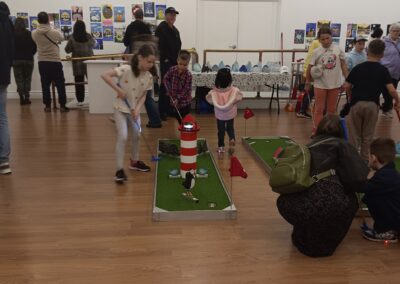 Students and parents at the Gander Arts and Culture Centre for their amazing painting skills!! Just Puttin' obstacles were painted by the kids as they learned more about Newfoundland & Labrador. The Paintastic Art Exhibit was led by the amazing Sandy Moss. Just Puttin' put forth donations towards the Gander SPCA.