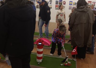 Students and parents at the Gander Arts and Culture Centre for their amazing painting skills!! Just Puttin' obstacles were painted by the kids as they learned more about Newfoundland & Labrador. The Paintastic Art Exhibit was led by the amazing Sandy Moss. Just Puttin' put forth donations towards the Gander SPCA.